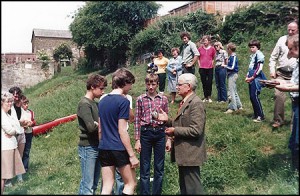 Canoe race prize giving with Hubert Windebank, 1980.  
